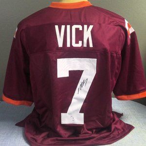 Michael Vick Virginia Tech Signed Custom Football Jersey AUTO Size XL PSA/DNA
